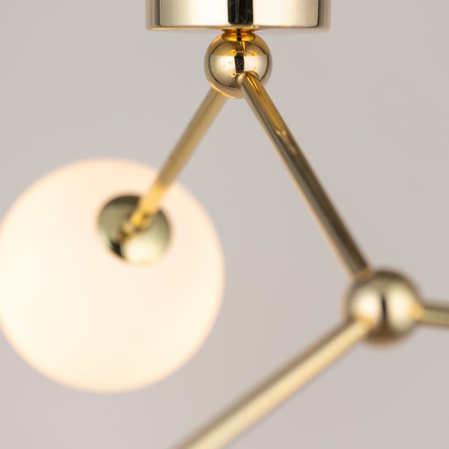 TK Fairy loftlampe, m. 3 skrme - hvid glas og guld metal