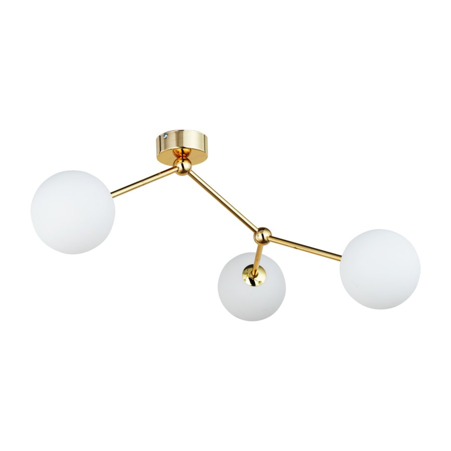 TK Fairy loftlampe, m. 3 skrme - hvid glas og guld metal