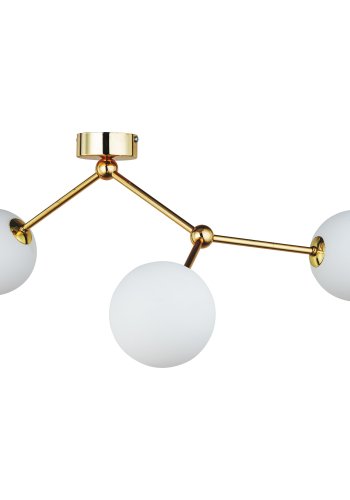 TK Fairy loftlampe, m. 3 skrme - hvid glas og guld metal