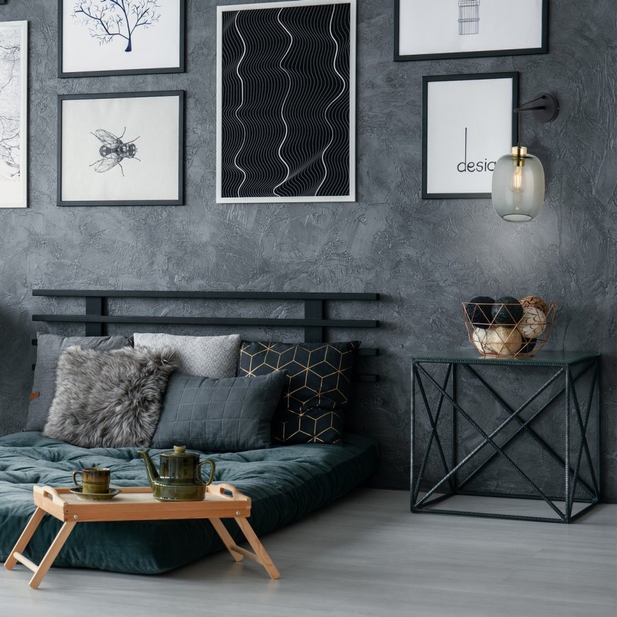 TK Delta vglampe - glas, guld og sort metal