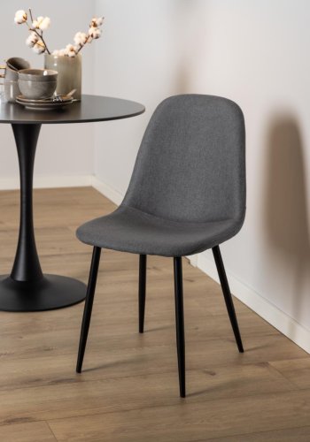ACT NORDIC Celia spisebordsstol - mrkegr stof og sort stl