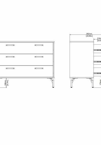 TVILUM Dana Chest med 3 skuffer, Matt Black, 98,7 x 39,8 x 76,6 cm