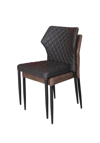 HOUSE OF SANDER Ydun spisebordsstol - sort kunstlder og sorte ben, stabelbar