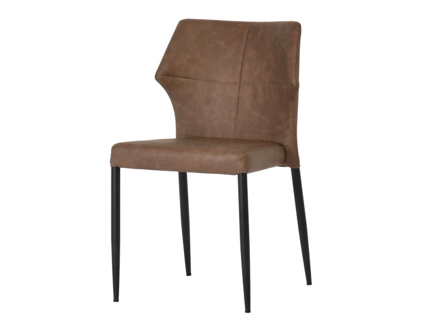HOUSE OF SANDER Runa spisebordsstol - brunt PU lder og sorte ben