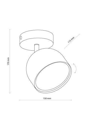 TK Altea loftlampe spot, inkl. pre - sort stl og krom