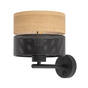 TK Nicol vglampe - natur finér og sort PVC-folie/metal