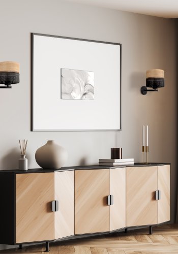 TK Nicol vglampe - natur finér og sort PVC-folie/metal