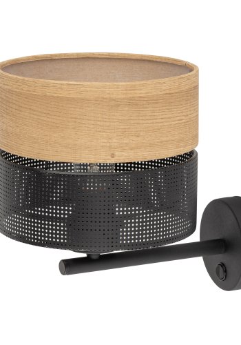 TK Nicol vglampe - natur finér og sort PVC-folie/metal