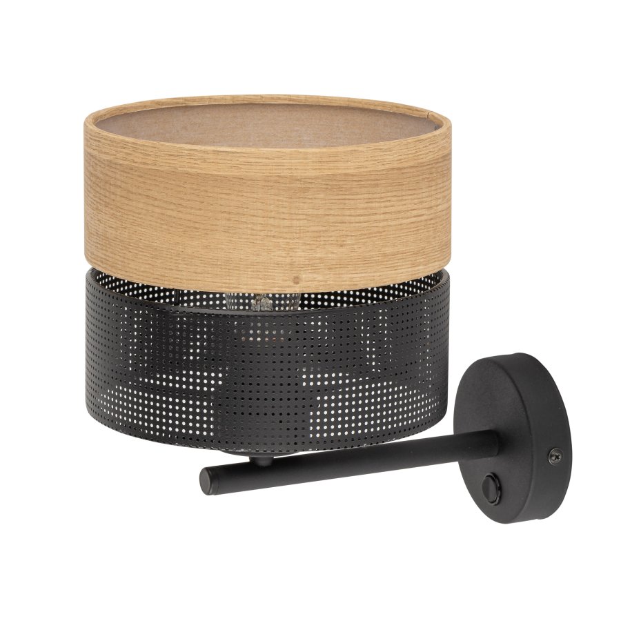 TK Nicol vglampe - natur finér og sort PVC-folie/metal