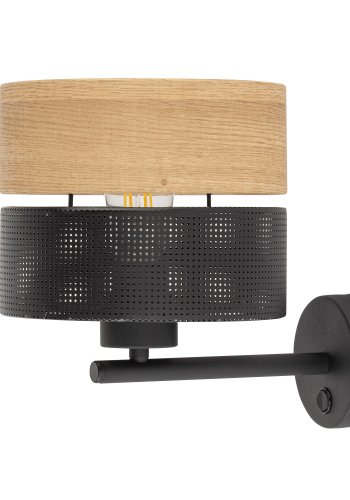TK Nicol vglampe - natur finér og sort PVC-folie/metal
