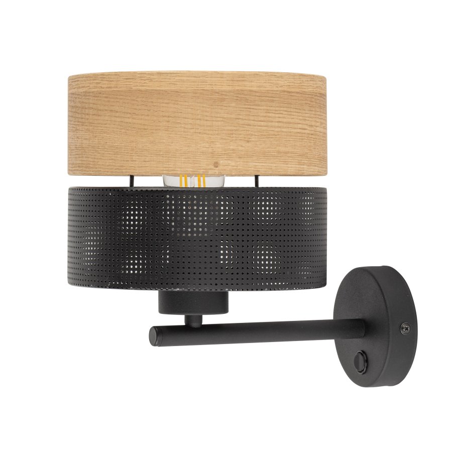 TK Nicol vglampe - natur finér og sort PVC-folie/metal