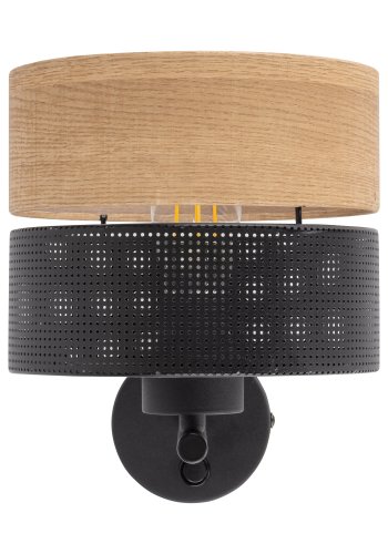 TK Nicol vglampe - natur finér og sort PVC-folie/metal