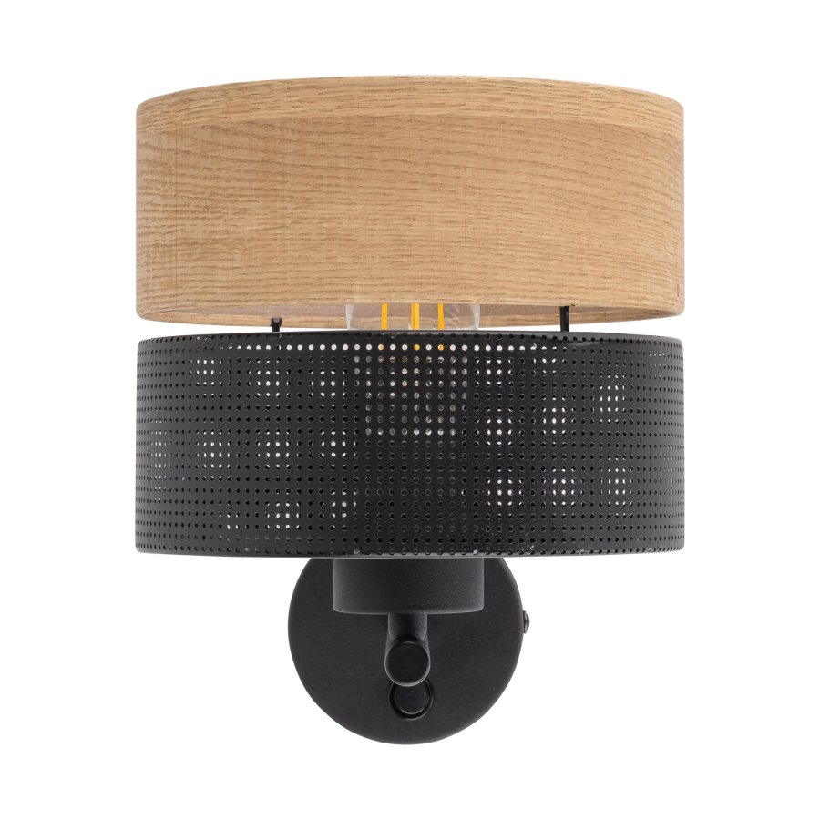 TK Nicol vglampe - natur finér og sort PVC-folie/metal