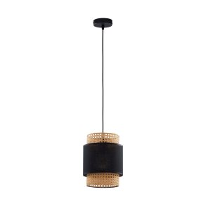 TK Boho loftlampe - natur rattan og sort stof