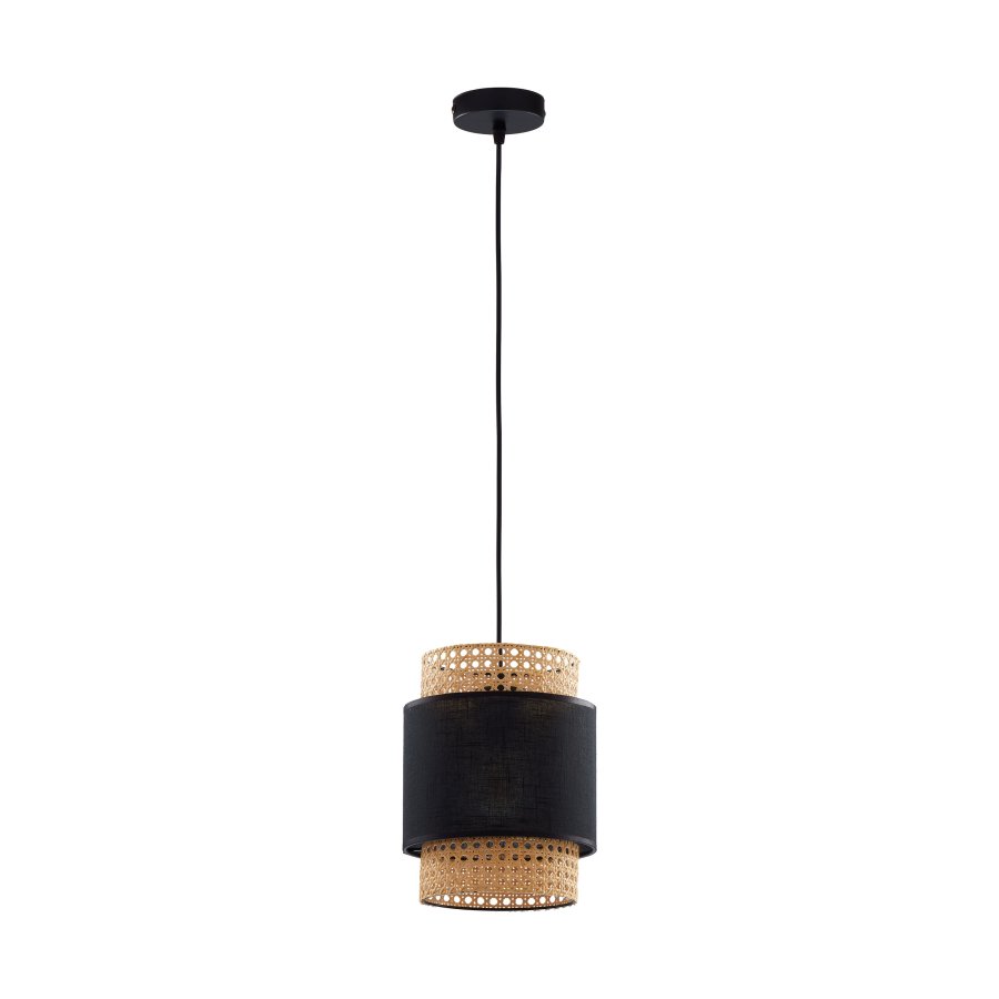 TK Boho loftlampe - natur rattan og sort stof