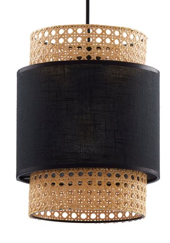 TK Boho loftlampe - natur rattan og sort stof