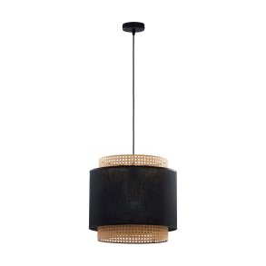 TK Boho loftlampe - natur rattan og sort stof