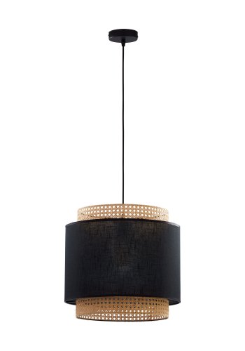 TK Boho loftlampe - natur rattan og sort stof