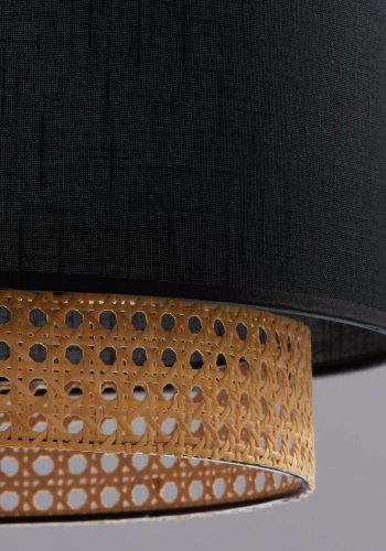 TK Boho loftlampe - natur rattan og sort stof