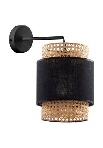 TK Boho vglampe - natur rattan og sort stof/stl