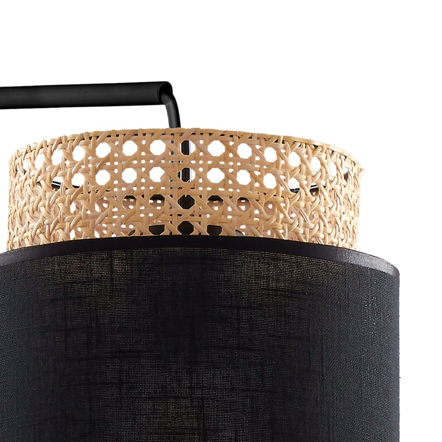 TK Boho vglampe - natur rattan og sort stof/stl