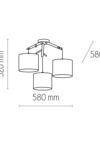 TK Albero loftlampe, m. 3 skrme - hvid stof, natur fyrretr og hvid stl