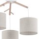 TK Albero loftlampe, m. 3 skrme - beige hr, natur fyrretr og hvid stl