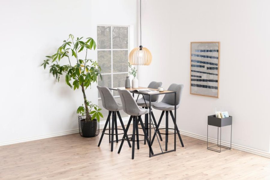 ACT NORDIC Seaford barbord, rektangulr - natur vild eg papir og mat sort stl (120x60)