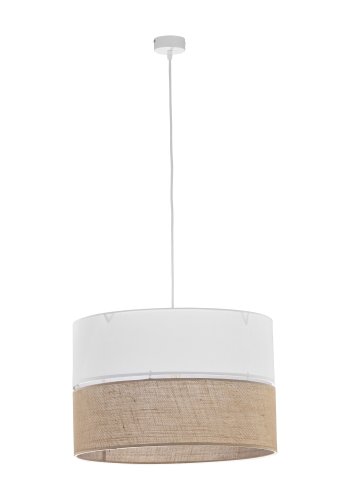 TK Linobianco loftlampe 500 - brun jute, hvid stof og hvid metal