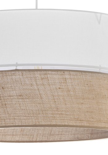 TK Linobianco loftlampe 500 - brun jute, hvid stof og hvid metal