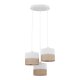 TK Linobianco loftlampe, m. 3 skrme - brun jute, hvid stof og hvid metal