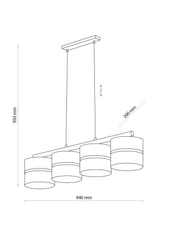 TK Linobianco loftlampe, m. 4 skrme - brun jute, hvid stof og hvid metal