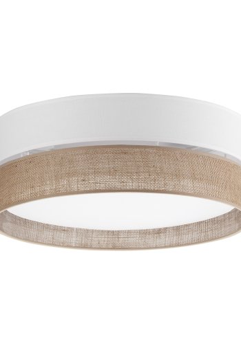 TK Linobianco loftlampe 450 - brun jute, hvid stof og hvid metal