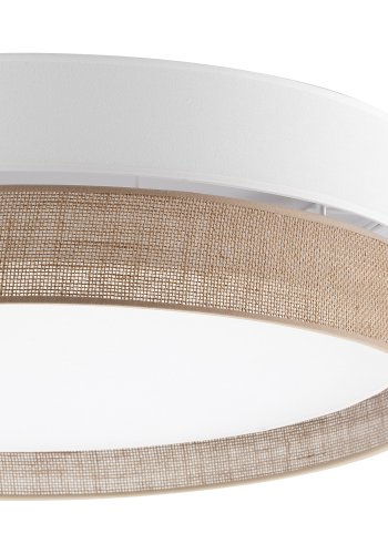 TK Linobianco loftlampe - brun jute, hvid stof og hvid metal