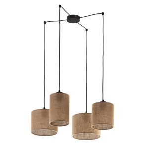 TK Jute loftlampe, m. 4 skrme - natur jute