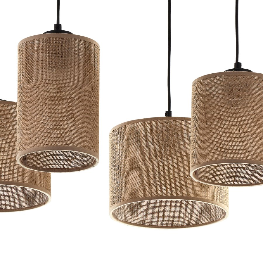 TK Jute loftlampe, m. 4 skrme - natur jute