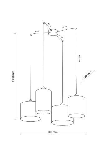 TK Jute loftlampe, m. 4 skrme - natur jute