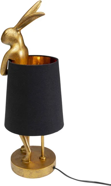 KARE DESIGN Animal Rabbit bordlampe - sort linnedhr og guld polyresin/stl (H:50cm)