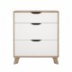 TVILUM Ikast Kommode 3 skuffer, Jackson Hickory / Hvid, 78,7 x 39,8 x 92,2 cm