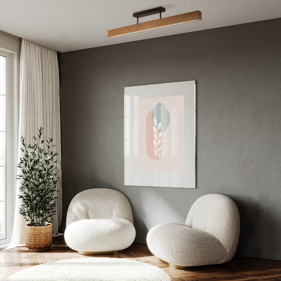 TK Teo LED loftlampe - valnddefarvet tr og sort metal