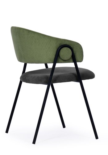 HOUSE OF SANDER Lina spisebordsstol, m. armln - mrkegr/grn fljl og sort metal