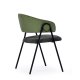 HOUSE OF SANDER Lina spisebordsstol, m. armln - mrkegr/grn fljl og sort metal