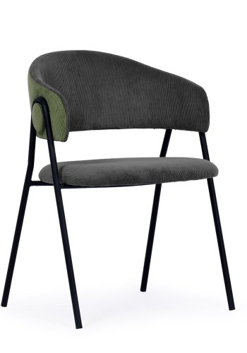 HOUSE OF SANDER Lina spisebordsstol, m. armln - mrkegr/grn fljl og sort metal