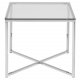 ACT NORDIC Cross hjrnebord, kvadratisk - klar glas og krom metal (50x50)