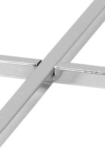 ACT NORDIC Cross hjrnebord, kvadratisk - klar glas og krom metal (50x50)