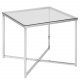 ACT NORDIC Cross hjrnebord, kvadratisk - klar glas og krom metal (50x50)