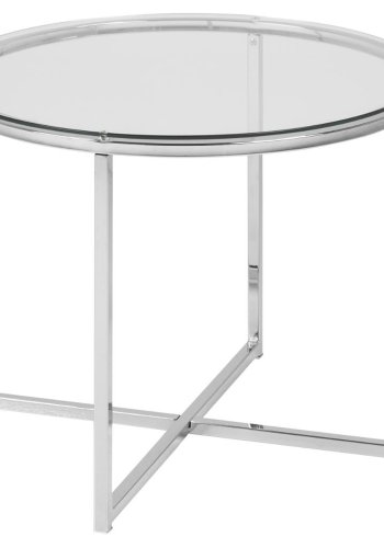 ACT NORDIC Cross hjrnebord, rund - klar glas og krom metal (55)