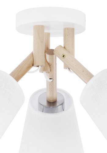 TK Vaio loftlampe, m. 3 skrme - hvid stof, tr og metal