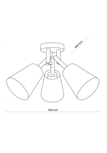 TK Vaio loftlampe, m. 3 skrme - hvid stof, tr og metal