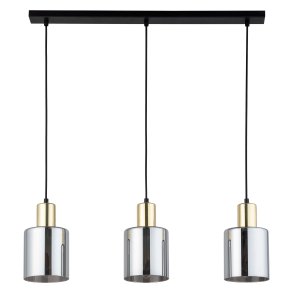 TK Sierra loftlampe, m. 3 skrme - glas og guld metal